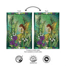 Stained Glass Garden Fairy Burlap Flag Garden