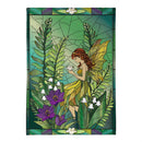 Stained Glass Garden Fairy Burlap Flag House