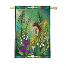 Stained Glass Garden Fairy Burlap Flag House