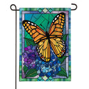 Stained Glass Butterfly Burlap Flag Garden