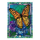 Stained Glass Butterfly Burlap Flag Garden