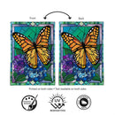 Stained Glass Butterfly Burlap Flag House