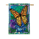 Stained Glass Butterfly Burlap Flag House
