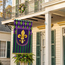 Fleur de Lis Patterned Burlap Flag House