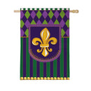 Fleur de Lis Patterned Burlap Flag House