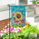 Colorful Summer Blooms Burlap Garden Flag