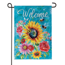 Colorful Summer Blooms Burlap Garden Flag