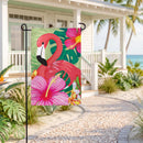 Tropical Flamingo Burlap Flag Garden