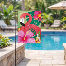 Tropical Flamingo Burlap Flag Garden