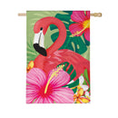 Tropical Flamingo Burlap Flag House