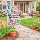 Colorful Egg Welcome Burlap Flag Garden