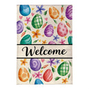 Colorful Egg Welcome Burlap Flag Garden