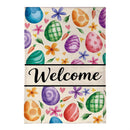 Colorful Egg Welcome Burlap Flag House
