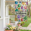 Colorful Egg Welcome Burlap Flag House