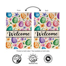 Colorful Egg Welcome Burlap Flag House
