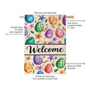 Colorful Egg Welcome Burlap Flag House