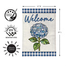 Welcome Blue Hydrangea Burlap Garden Flag Garden