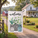 Welcome Farmhouse Jar Trio Burlap Flag Garden