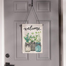 Welcome Farmhouse Jar Trio Burlap Flag Garden