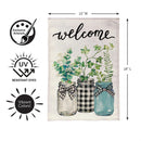 Welcome Farmhouse Jar Trio Burlap Flag Garden