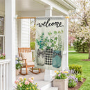 Welcome Farmhouse Jar Trio Burlap Flag House