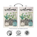 Welcome Farmhouse Jar Trio Burlap Flag House