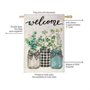 Welcome Farmhouse Jar Trio Burlap Flag House