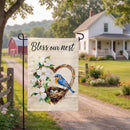 Bless Our Nest Floral Wreath Burlap Garden Flag Garden