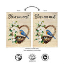 Bless Our Nest Floral Wreath Burlap Garden Flag Garden