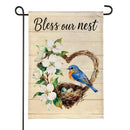 Bless Our Nest Floral Wreath Burlap Garden Flag Garden