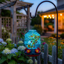 Cottage Garden Bird Feeder, ArtGlass Hummingbird Feeder, Glow in Dark, Blue Confetti