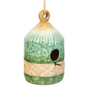 Cottage Garden Bird House, Ceramic Hanging Sage Green Crackle Glaze