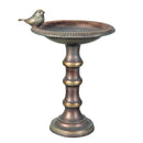 Cottage Garden Birdbath, Resin Bronze Bird Accent Pedestal 22" H