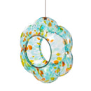 Cottage Garden Bird Feeder, ArtGlass Aqua & Yellow Confetti, 2 Asst., 8"D