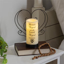 Simple Blessings LED Candle with Flickering Flame and Heart Metal Base, Blessed Beyond Words, 9"H