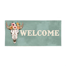 Southwest Pueblo Flocked Coir Sassafras Switch Mat, Steer Skull "Welcome", 22"x10"