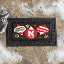 University of Nebraska Holiday Flocked Coir Sassafras Switch Mat, 22"x10"