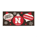 University of Nebraska Holiday Flocked Coir Sassafras Switch Mat, 22"x10"