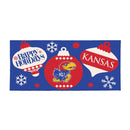 University of Kansas Holiday Flocked Coir Sassafras Switch Mat, 22"x10"