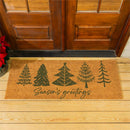 Shades of Emerald Coir Mat, Seasons Greetings, 60"x24"