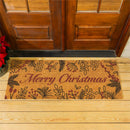 VivaStyle Festive Foliage Coir Mat, "Merry Christmas", 60"x24"