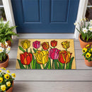 Stained-Glass Tulips Coir Mat