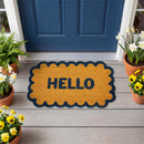 Seaside Retreat Scalloped Hello Shaped Coir Mat