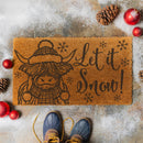 Holly Homestead Highland Cow Coir Mat, "Let It Snow", 28"x16"