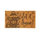 Holly Homestead Highland Cow Coir Mat, "Let It Snow", 28"x16"