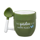 Cottage Garden Coffee Cup Ceramic, The garden is my happy place, 10 oz