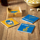 St Louis Blues 2025 Ceramic Coasters Set, 4pcs with Wood Caddy
