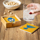 St Louis Blues 2025 Ceramic Coasters Set, 4pcs with Wood Caddy
