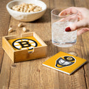 Boston Bruins 2025 Ceramic Coasters Set, 4pcs with Wood Caddy