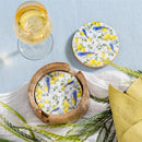 Seaside Retreat Songbird Citrus Round Coasters w/ Caddy, Set of 4